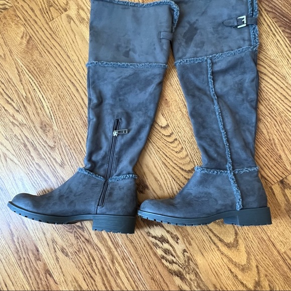 Style Charles Womens Block Heel Faux Leather Gray Suede Boots 8M - Picture 3 of 7